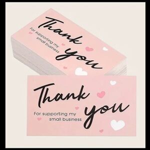 (20) Set of 50 Small Pink Thank You Message Cards (F07)